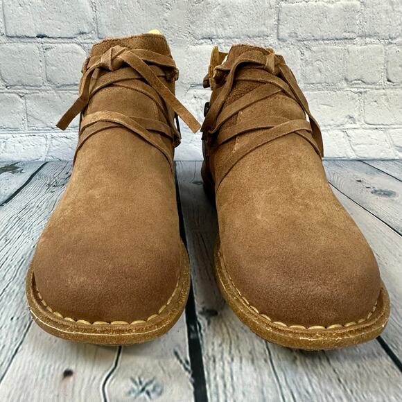 Born Boots Womens 7 Tarkiln Natural Booties Brown Suede Distressed Boho Zip Lace - Picture 10 of 10